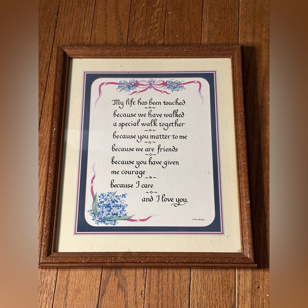 Vintage Home Interiors Framed Friendship Poem Pat McKay 11” X 13”.